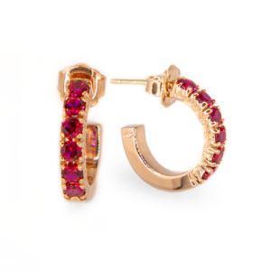 Orecchini cerchio con pietra di Quarzo Fumé marrone chiaro